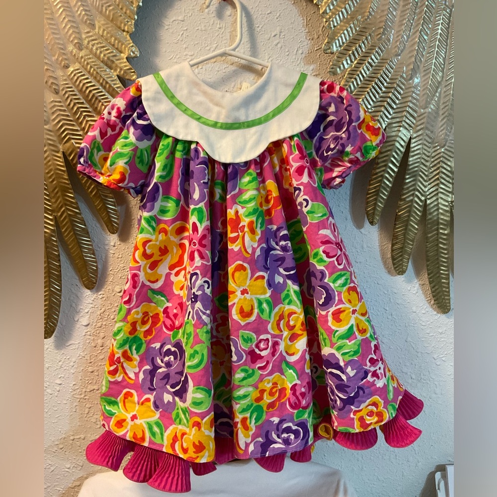 Vintage Isabella Girls Rainbow Floral Dress Size 5T 4T